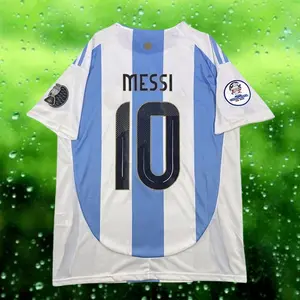 2024 Argentina Home Messi 10# stripe short sleeve Soccer jerseys