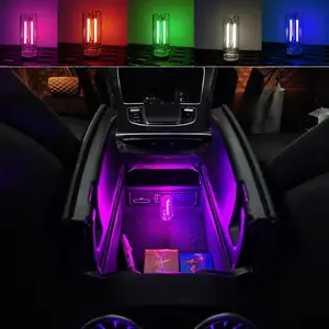 Car USB Night Light Touch Dimmable LED Filament Lamp Portable Lighting Plug and Play Decorative Atmosphere Light for Car Bedroom Interior Car Lights