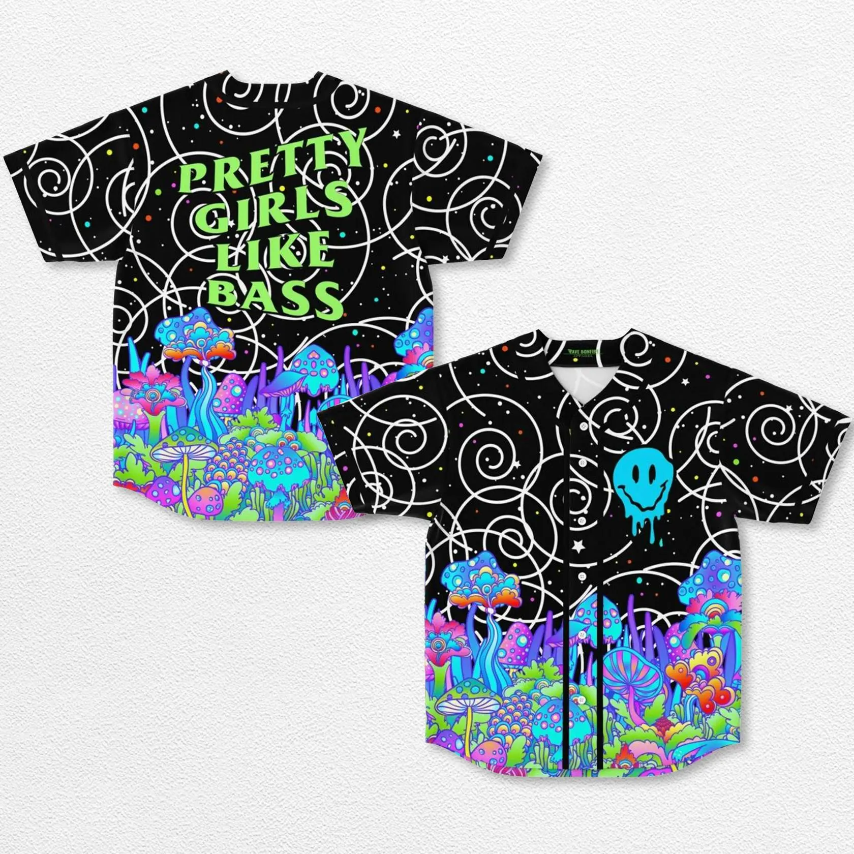 Pretty Girls Like Bass Baseball Jersey, EDM Festival Music Shirt Unisex
