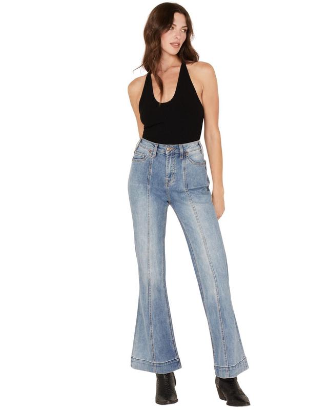 Rock & Roll Denim Women's And High Rise Slit Trouser Jeans - W8h1667