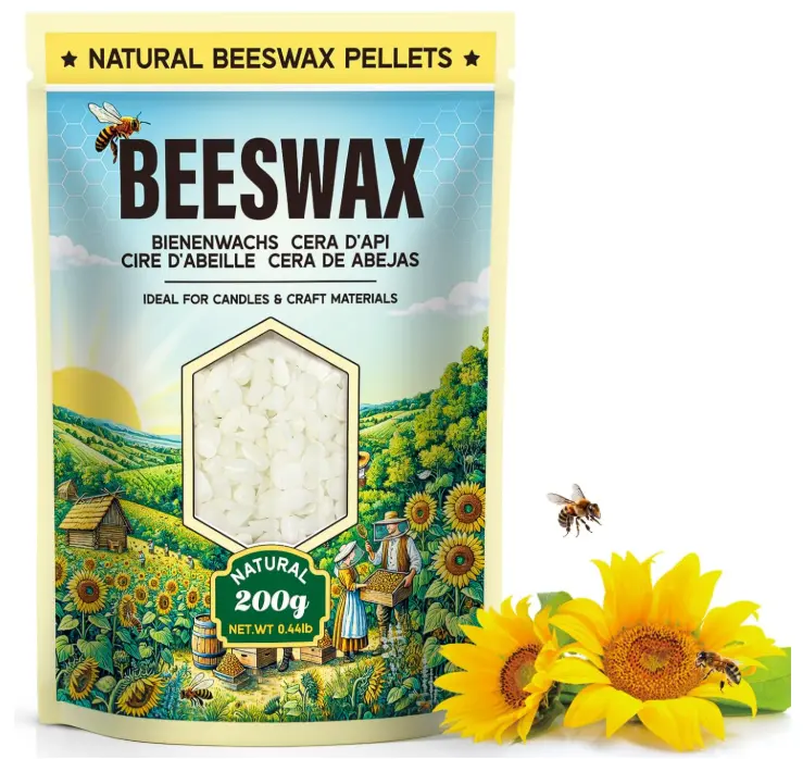 Beeswax Pellets for Candle Making – 0.44lb/2lb/5lb – Natural Beeswax for Candles, Lip Balms, and Skincare – White Beeswax for DIY Projects – Ideal for Beginners and Experts（0.44lb）