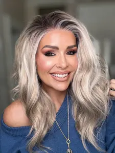 AISOM Sena Mix Ash Blonde Free Part Wave Glueless Lace Front Wig with Scandinavian Hairline Natural Looking Wig 16" Low Density Daily Use