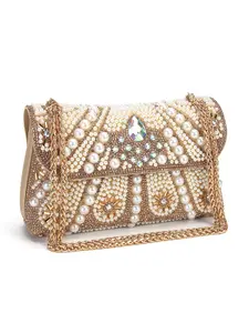 Luxury Rhinestone Pearl Women's Evening Clutch Shoulder Bag, Metal Chain Handbag, Wallet Ideal for weddings, parties, formal occasions, and holiday gifts, Chain Strap Bag