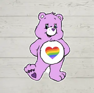 Pride care bear sticker glossy vinyl sticker tumbler laptop sticker decal water bottle trending gift