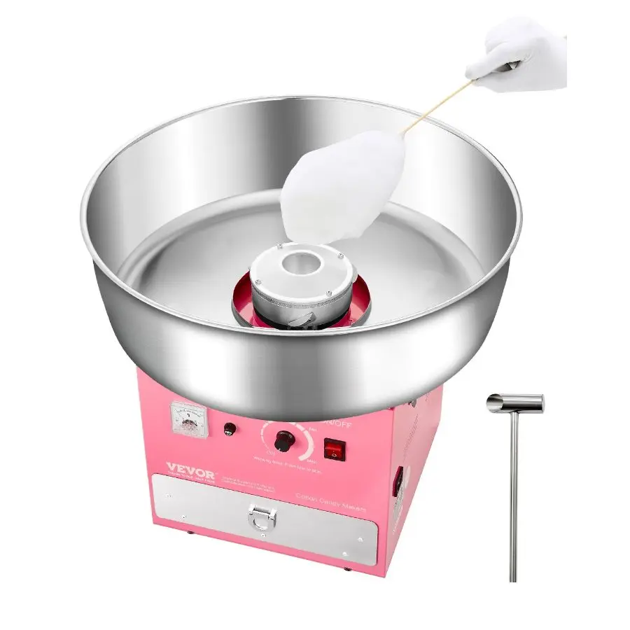 【DealsForYouDays】 VEVOR Electric Cotton Candy Machine, 1000W Commercial Candy Floss Maker with 20.5 in Stainless Steel Bowl, Sugar Scoop, and Drawer, Easy Home Use, Perfect for Kids Birthday, Family Party, Pinkdealsforyoudays