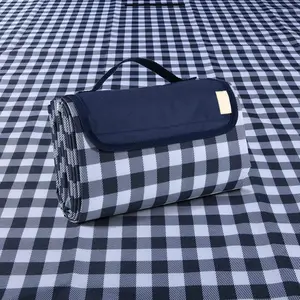 Waterproof Picnic Blanket Foldable Sand Proof Outdoor Beach Mat Dark Blue