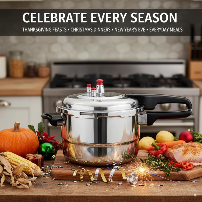 Barton 9.5 Quart Stainless Steel Pressure Cooker Multi-Function Stovetop Canner for Fast Cooking & Steam Cooking Simultaneously Ideal for Family Dinners Camping Trips & Outdoor Fun
