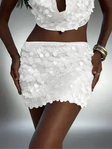 Spring & Summer Romantic New Style! Women's Shiny Sexy Fashion Mini Skirt, White Rainbow Shimmer Color, Suitable for Parties, Valentine's Day, Gatherings, Cocktail Parties, Festive Celebrations, Dances & More.