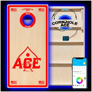 ACE Zone - Red Cornhole Board Set | Professional with Pro Light Kit