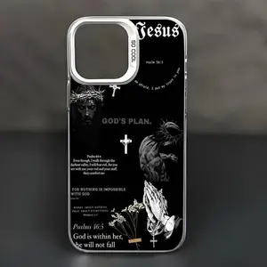 Multi-color Faith Jesus Cross Pattern Protective Phone Case for iPhone 16 15 14 13 12 11 Pro Max Plus Luxury Shockproof Back Cover Silicon Cellphone Casing