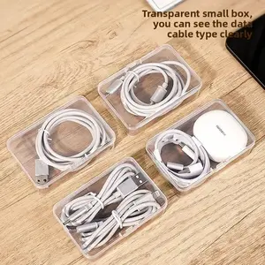 1 Set Of 7 Boxes Data Cable Storage Box Artifact Charging Cable Mobile Charger Organizer Winder Desktop Cable Management Box, Clear Storage Box