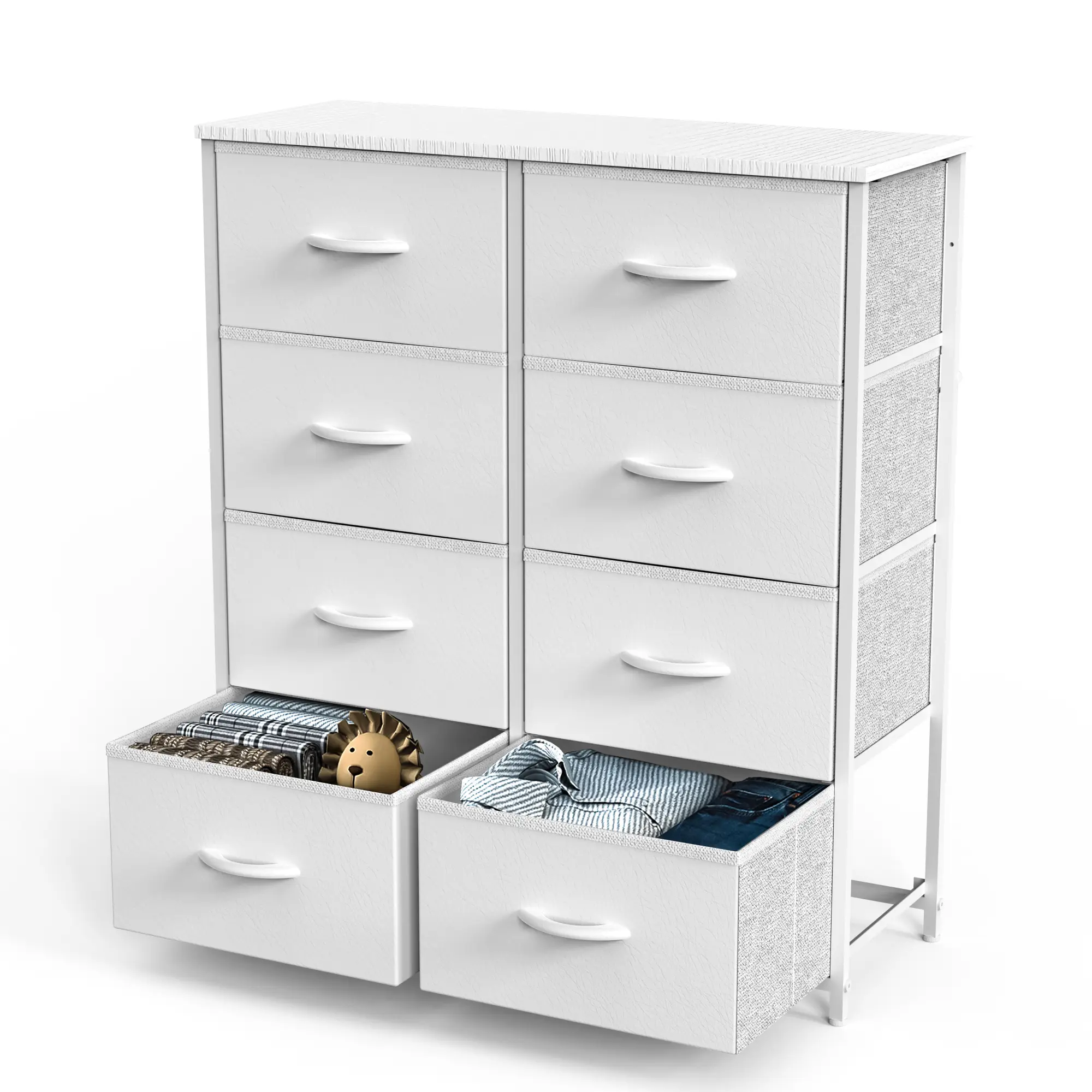 Chest of Drawers with Fabric Drawers, Sideboard with 8 Drawers, Drawer Cabinet for Kitchen, Office, Hallway, and TV Cabinet - Drawer Dresser