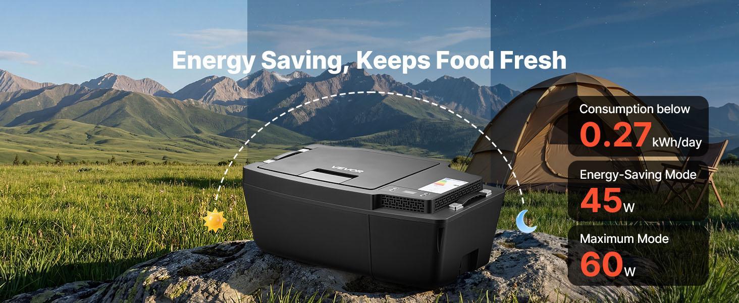 VEVOR 12 Volt Refrigerator, 21.1 QT/ 20L Car Fridge for Tesla Model 3, Portable Electric Freezer Compressor with APP Control, 12V/24V DC, 3℉ to 50℉#BackToSchool