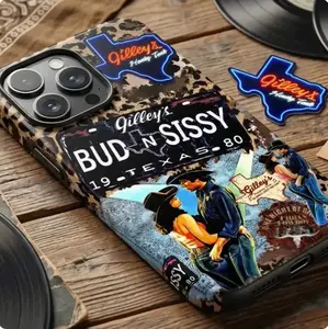 Gilley’s Bud N Sissy Phone Case, Texas Honky Tonk Cowboy Couple Vintage Western Phone Cover, Country Style Aesthetic, iPhone Case for Golf Fans Gift