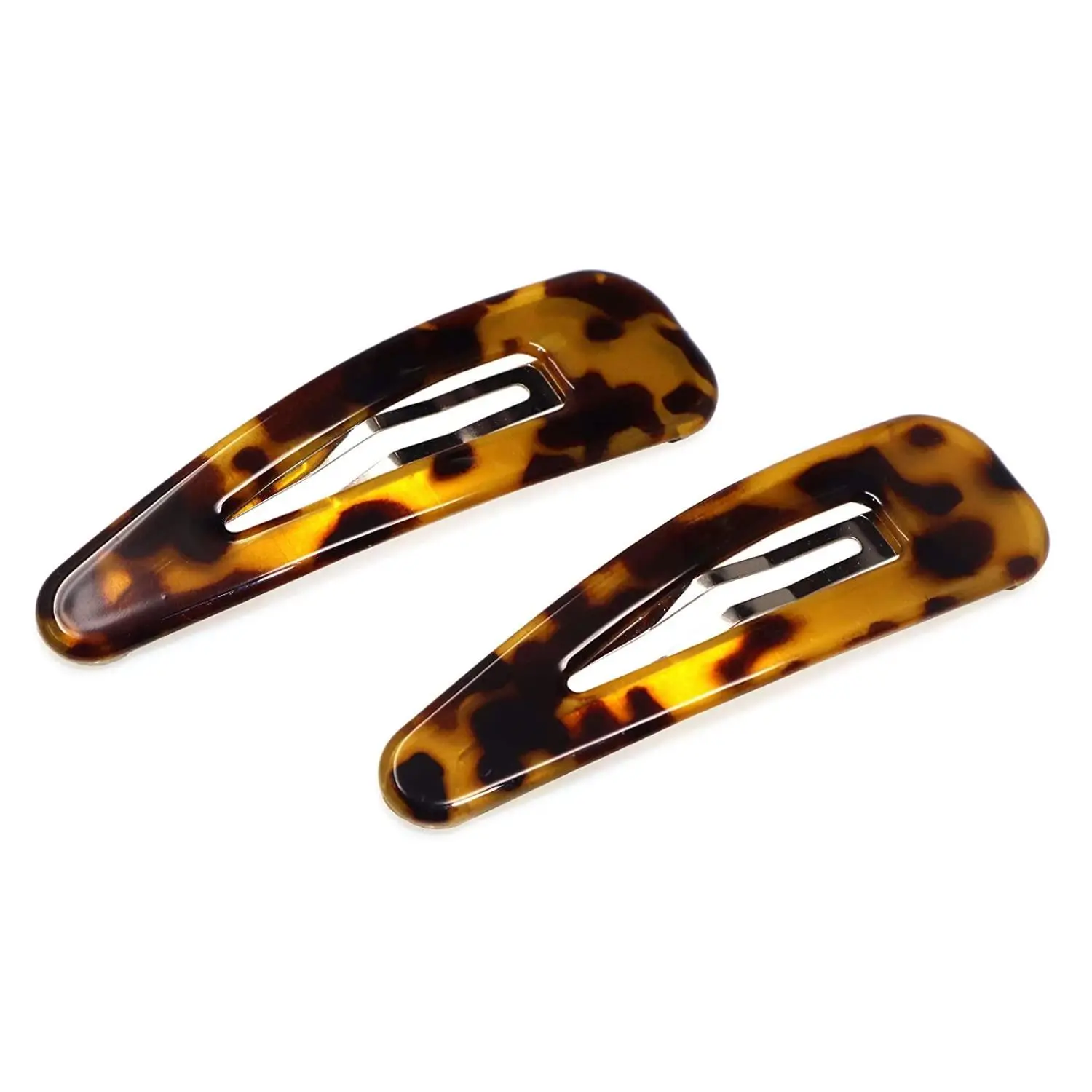Parcelona French Clic Clac Extra Large Cellulose Snap Hair Pins for Women(2 Pcs)