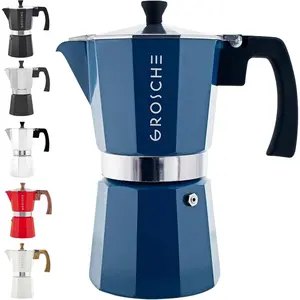 Milano Stovetop Espresso Maker Moka Pot 9 Espresso Cups, 15.2 oz, Blue. Stove top Coffee Maker Moka Italian Espresso greca Coffee Maker Brewer Percolator