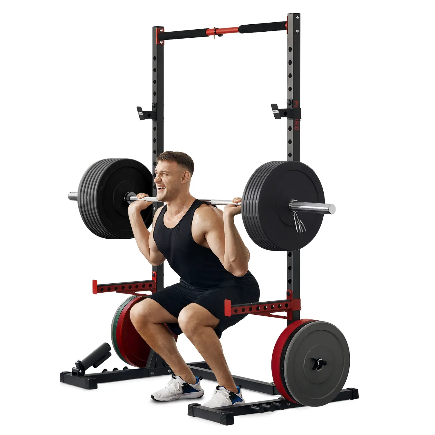 FED Fitness Flybird Series SR1 Squat Rack, Adjustable Workout Equipment with Pull-Up Bar, Inner Width-Adjustable Squat Stand, Strength Training Equipment for 6FT-7FT Barbells, Home Gym Use