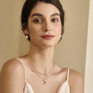 Chesky Bubble Letter Necklace for Women Balloon Original Layered bold Letter Pendant Paper clip Link Double Give the classic style preferred Chains Fashionable