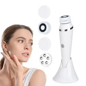 4-In-1 Electric Face Brush, Facial Cleansing Instrument, Personal Care Appliances, Cleans Pores and Blackheads, Waterproof Silicone Soft Bristles, Makeup Remover Brush, Model Sk0306