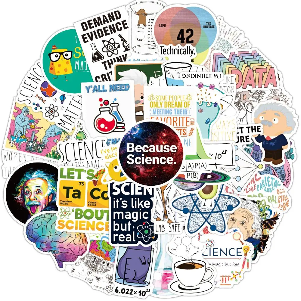 Science Experiment Sticker, 100pcs/set Waterproof Vinyl Sticker, Decorative Sticker for Water Bottle, Laptop, Luggage, Cup, Computer, Mobile Phone, Skateboard