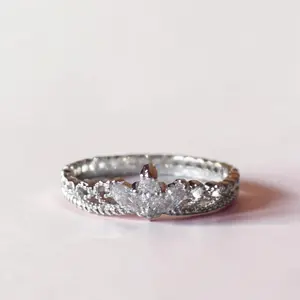 White Gold Filled Dainty Princess Crown Ring