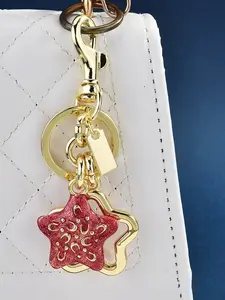 Sweet Cool Glitter Star Bag Charm, Gradient Resin + Hollow Metal Star Keychain, Lobster Clasp, Perfect Gift for Graduation and Friends, Sparkly Bag Charm