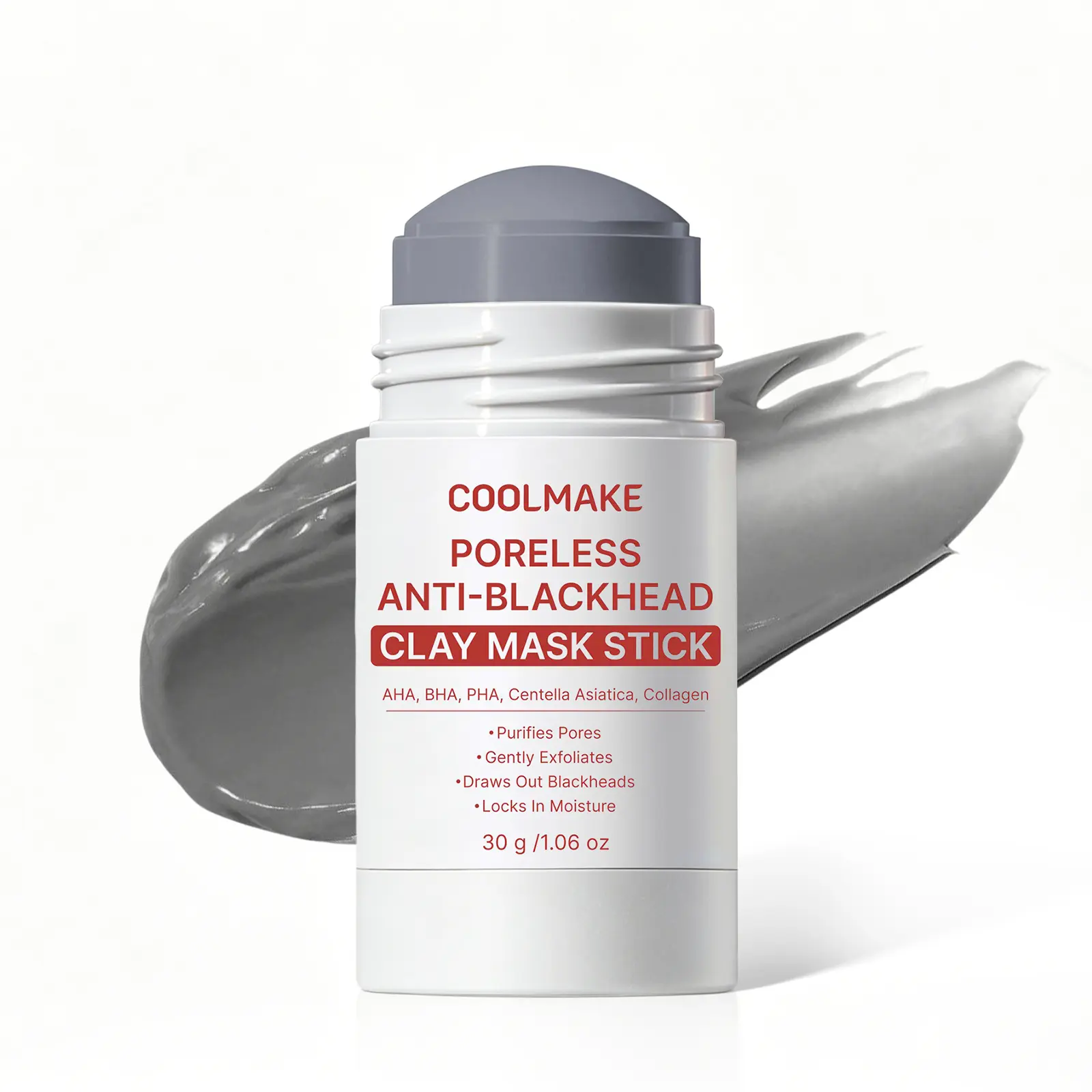 COOLMAKE Poreless Anti-aging Clay Stick Cleansing Blackhead Remover Face Mask Stick with Centella Asiatica Gentle Exfoliating Smoothing Skin Non-Drying Skincare