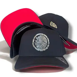 Hat Mexico Escudo - Black and Red Snapback Cap with Emblem Design Adjustable Comfort Versatile Stylish Accessory