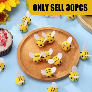 30pcs Cute Bee Fur Balls DIY Accessories, Handicraft Accessory, Handmade Clothing Hat Decorations, No Clips Included, Model Xinghao