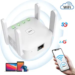 AC1200 WiFi Extender,Dual Band 5GHz/2.4GHz WiFi Booster,WiFi Repeater, Connect 60+ Devices,Internet Booster-with Ethernet Port,Quick Setup,Home Wireless Signal Booster