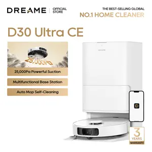 DREAME D30 Ultra CE Robot Vacuum and Mop with Auto Dust Emptying, 25,000Pa Suction, 0.41in Mop Lifting, Multifunctional Base Station, Mop Self-Washing, Smart Obstacle Avoidance, White