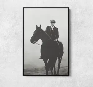 Thomas Shelby with Horse Canvas Print, Tommy Shelby Poster for Man Cave, Gift for Peaky Blinders Lover, Thomas Shelby Wall Art for Man Room