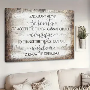[Home Relaxation] Extra Large Rustic Canvas Wall Art - 'God Grant Me Serenity' Christian Farmhouse Decor, Ready to Hang, Wrapped Canvas, with Fir Wood Frame, Inspirational Quotes for Living Room, Kitchen, Dining Room, Home Office, Home Decor