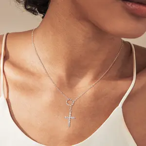 Tewiky Gold&Silver Cross Necklace for Women Silver Necklace with a Crown Jewelry Gifts for Girls Mother's Day Gifts