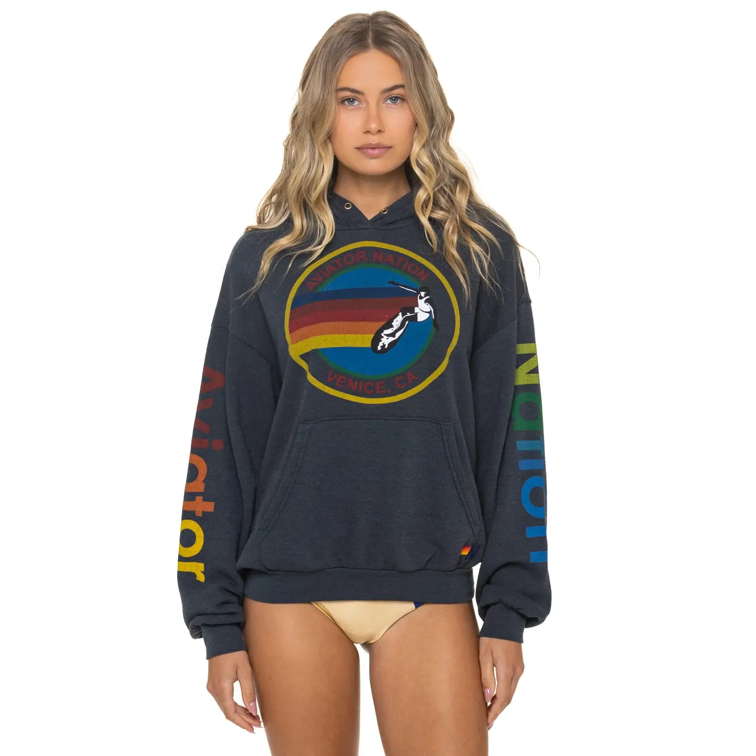 AVIATOR NATION RELAXED VENICE PULLOVER HOODIE - CHARCOAL