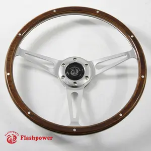 14'' Classic Riveted Wooden Steering Wheel Restoration Mustang Shelby AC Cobra