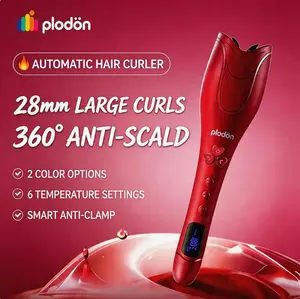 Plodon 360° LCD Display Automatic Hair Curler 28mm Rotating Curling Wand Smart Anti-pinch 6 Heat Settings Styling Iron