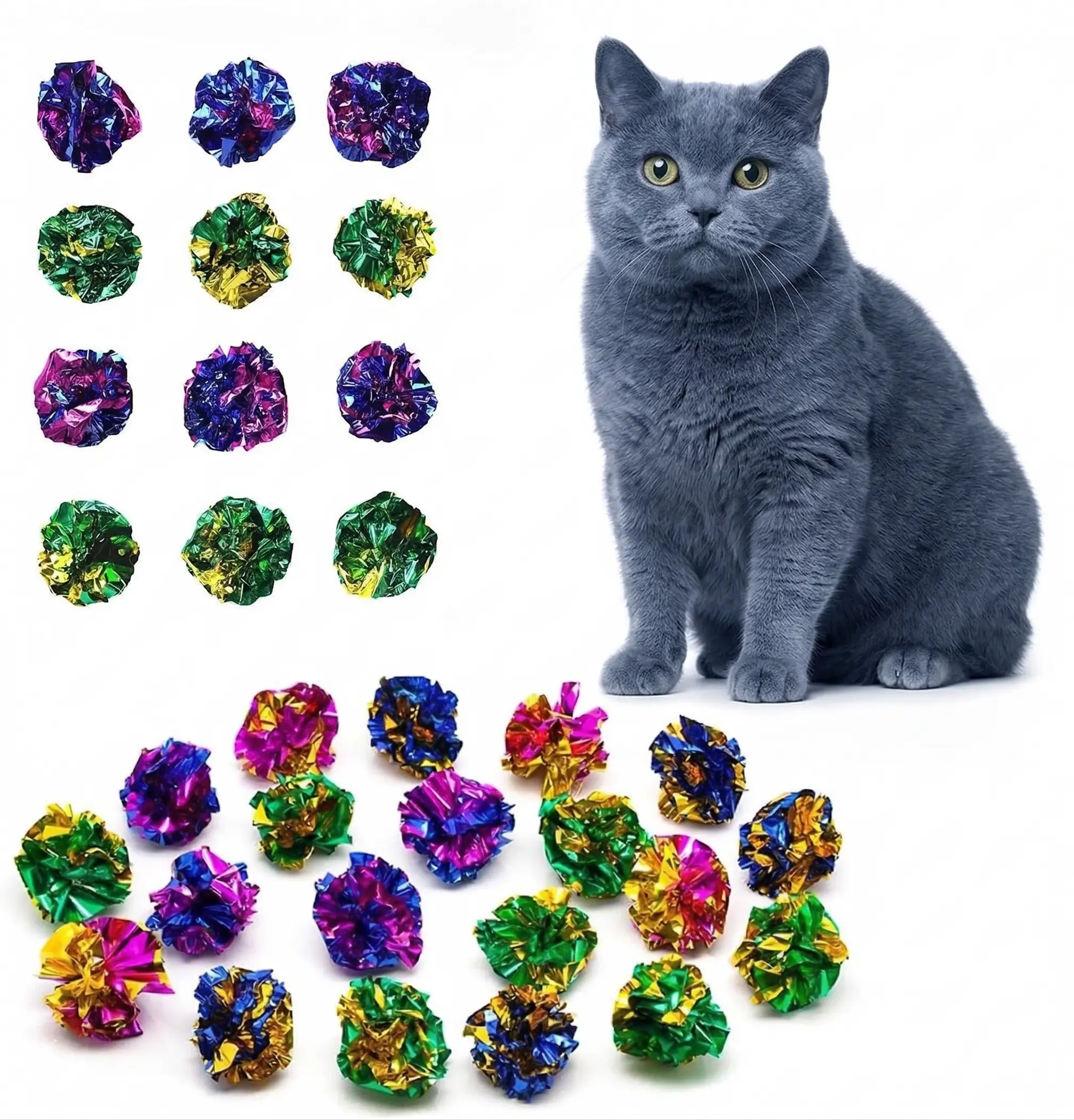 12 Pcs Cat Crinkle Balls  Irresistible Crinkle Toys That Drive Cats Crazy!  Engage Indoor Cats, Promote Healthy Play for All Breeds & Sizes toy ball  Dog Breathable - TikTok Shop