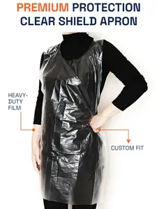 Disposable HDPE Aprons, 50-Count 23.6x37.4in Translucent Waterproof Polyethylene Pack, Lightweight, Durable, Tear-Proof, Easy-to-Use Multipurpose Mess Protection for Cooking, Industrial Needs, Water Proof