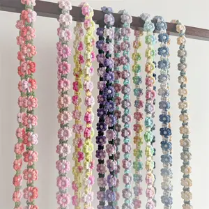 Bohemian long hand-woven gradual change flower camera strap daisy mobile phone lanyard colored lanyard female