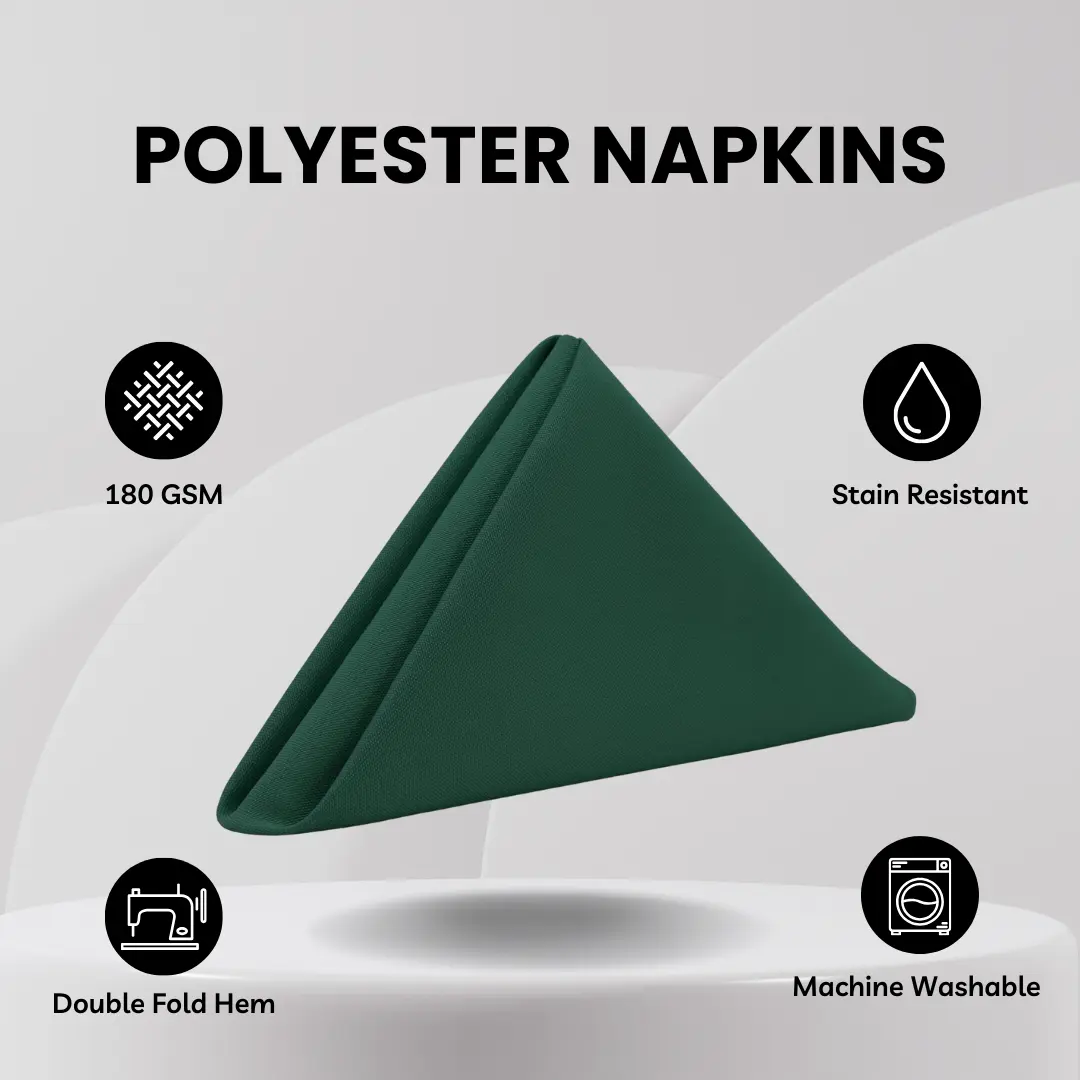 20 inch Polyester Cloth Napkins Hunter Green (Pack of 10) 20 inch Polyester Cloth Napkins Hunter Green (Pack of 10)