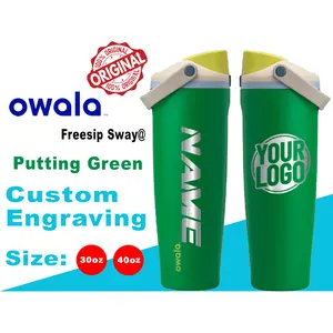 30oz, 40oz Owala Putting Green Color Freesip Sway Water Bottle. Laser Engraved Owala Bottle with Handle, Customized Bottle with Name & Logo