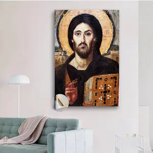 1pc Wooden Framed Jesus Christ Pantocrator of Saint Catherine's Monastery at Mount Sinai poster for Living Room, Bedroom, Kitchen, and Office Decor