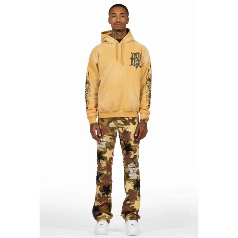 StarLane Brown Camo Stacked Flare Jean