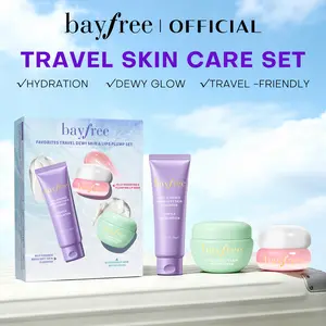 bayfree Favorites Travel Skincare Kit - Vegan Korean Rice-Essence Cleanser, Intensive Hydrate Water Cream Moisturizer & Lip Mask for Dewy Smooth Skin, Plump Lips, Women's Gift Set