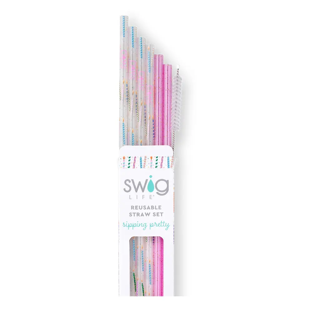 Swig Life Reusable Straw Set with Cleaning Brush, Make a Wish
