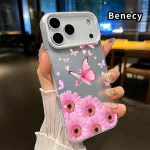 Phone Case for iPhone 17 16 15 14 Pro Max 13 12 11 XR XS Plus Air E Pink Butterfly Reverie Pattern Anti-Scratch Shockproof Pocket-Friendly durable Cover Cellphone Protective