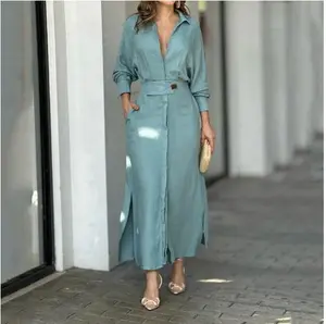 2026 Autumn-Winter New Style Solid Color Dress Coat Long-Sleeved Elegant Shirt Women's Autumn-Lazy Style Women's Clothing