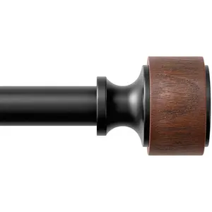 Wood Rods for Windows 66 to 120 Inch, 1" Diameter Rod with Imitation Wood Grain Finials, Decorative Drapery Rod Set, Indoor/Curtains Rods, 30-120"