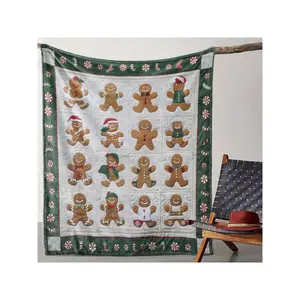 Vintage Gingerbread Man Print Throw Blanket - Soft Cozy Flannel Sofa, Bed, Couch, Car, Office, Camping, Travel - All-Season Warm Decorative Throw With Digital Print, All Occasions, 59x78.Inches